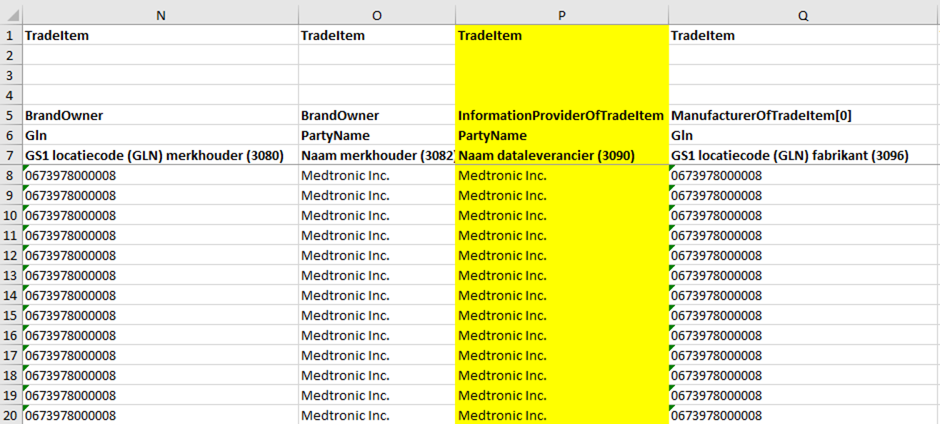 Doorpubliceren van ontvangen artikelgegevens - Voorbeeld 2 Verwijderen Kolommen In Excel
