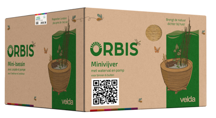 Velda bindt vijverfanaten met  QR Code powered by GS1 - ORBIS Doos Met QR Naturel